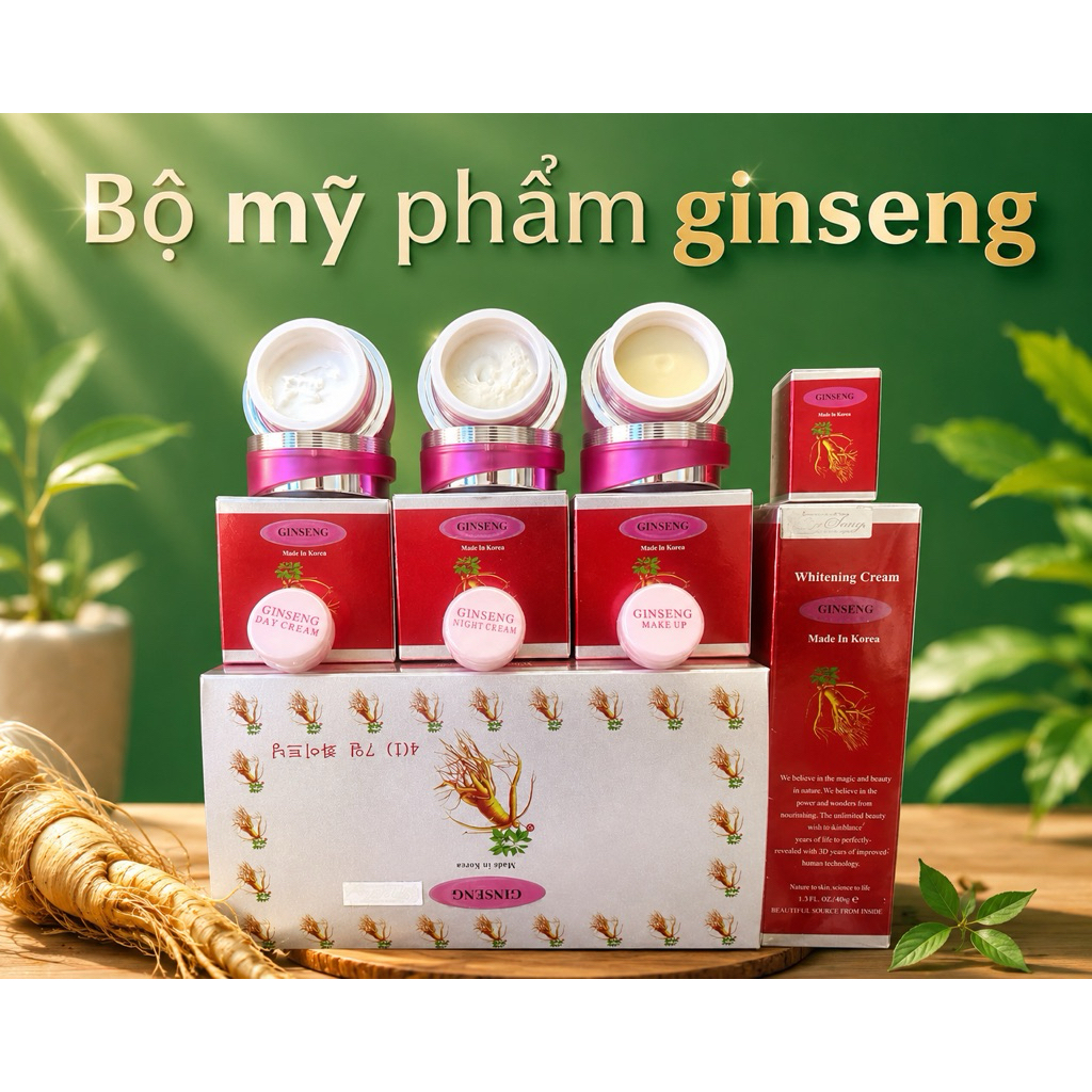 Bộ Mỹ phẩm Ginseng, Kem nám ginseng trắng da, sạch nám chiết xuất từ nhân sâm Hàn Quốc.
