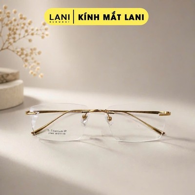 Gọng kính khoan titan không viền chống gỉ Lani cho nam nữ