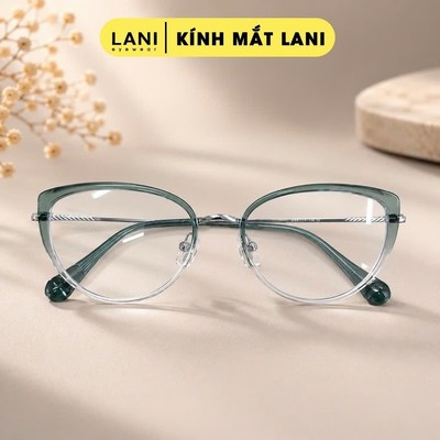 Gọng kính mắt mèo nữ Hàn Quốc Lani 2883 trong suốt phối kim loại – Thanh lịch, trẻ trung, dễ phối đồ