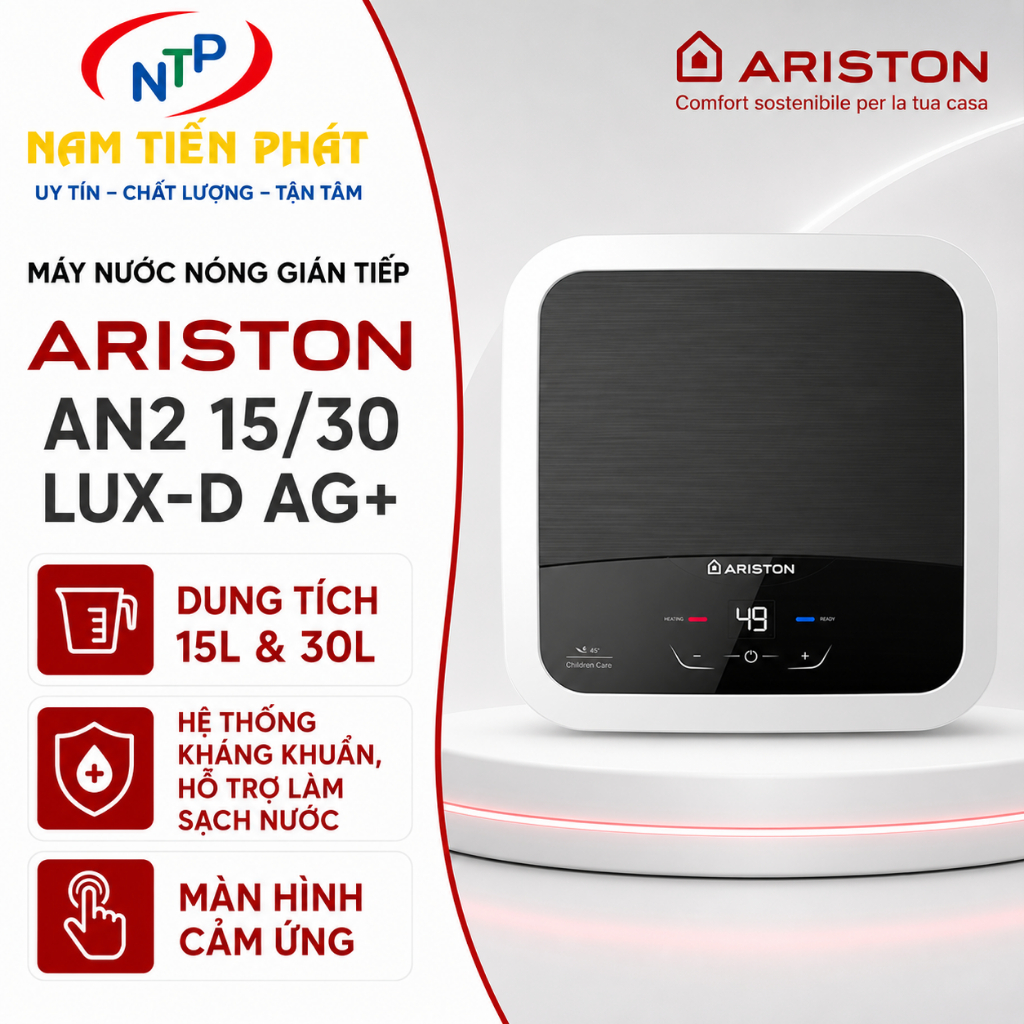 Máy Nước Nóng Gián Tiếp Ariston AN2 15L LUX-D AG+/ AN2 30L LUX-D AG+