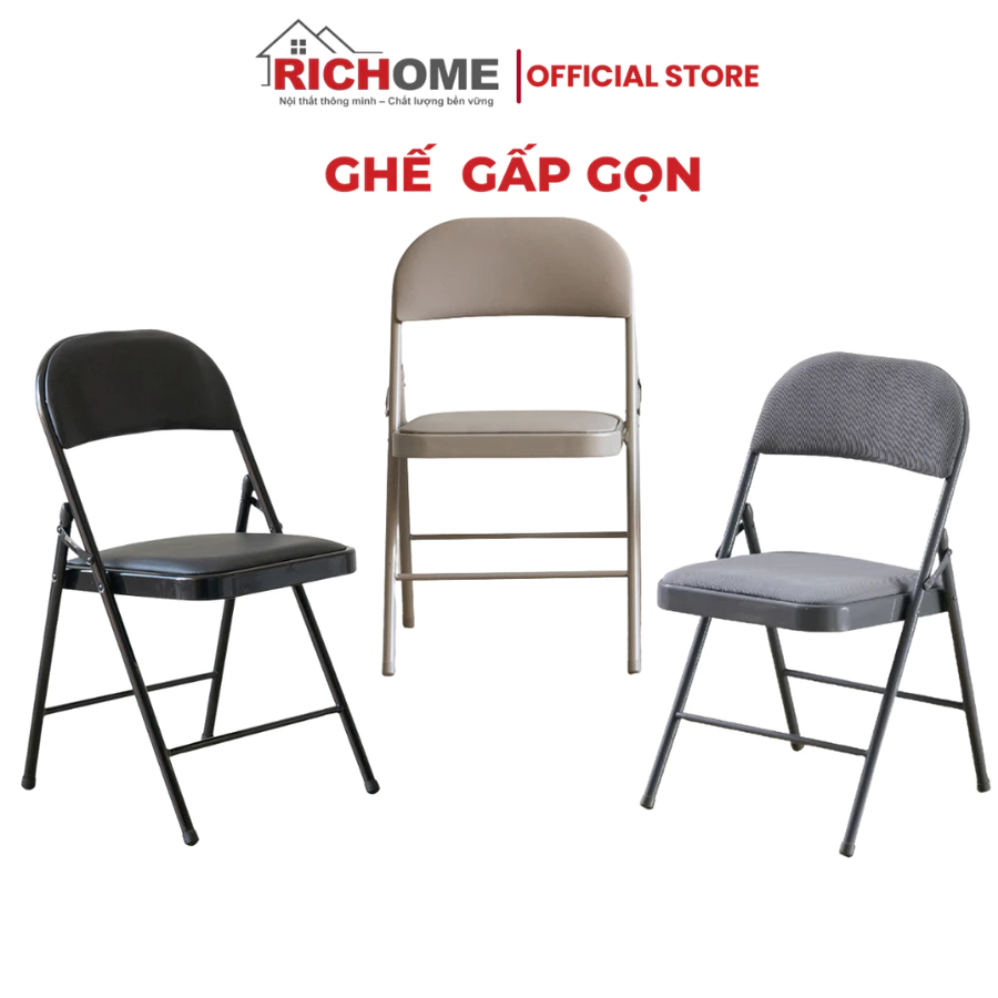 [FURNI HOME]  Ghế gấp gọn RICHOME I-R-CH1301BK/GR/CH1433GR. Ghế văn phòng, ghế hội trường, ghế học s