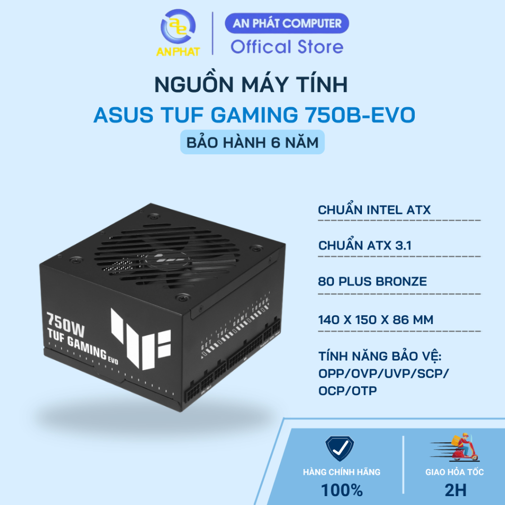 [Hàng chính hãng] Nguồn máy tính Asus TUF Gaming 750B-EVO (750W/ 80 Plus Bronze/ Full-Modular) [Có x