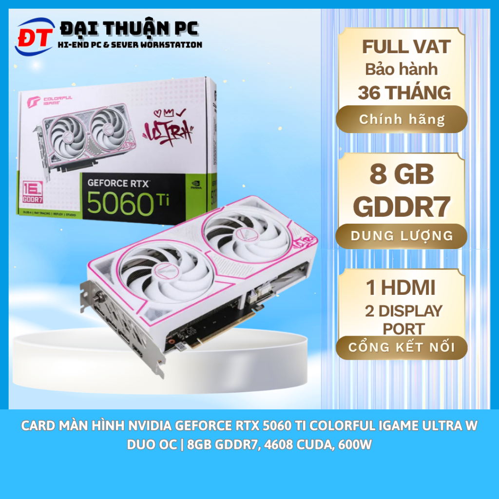 Card màn hình NVIDIA GeForce RTX 5060 Ti Colorful iGame Ultra W DUO OC | 8GB GDDR7