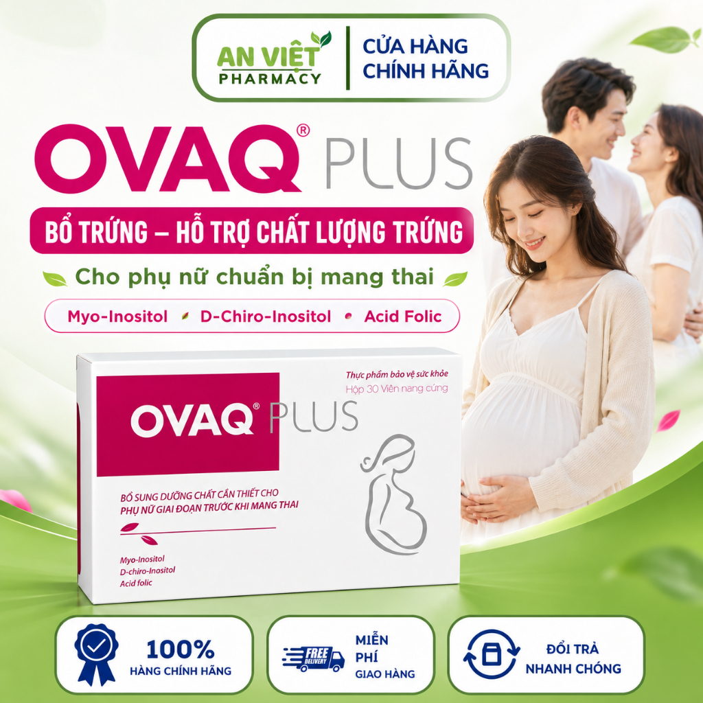OVAQ Plus Bổ Trứng, Hỗ Trợ Chất Lượng Trứng, Bổ Sung Myo-Inositol, D-Chiro-Inositol Cho Phụ Nữ Chuẩn