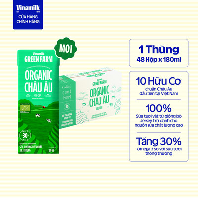Thùng 48 hộp Sữa Tươi Tiệt Trùng Vinamilk Green Farm Organic 180ml