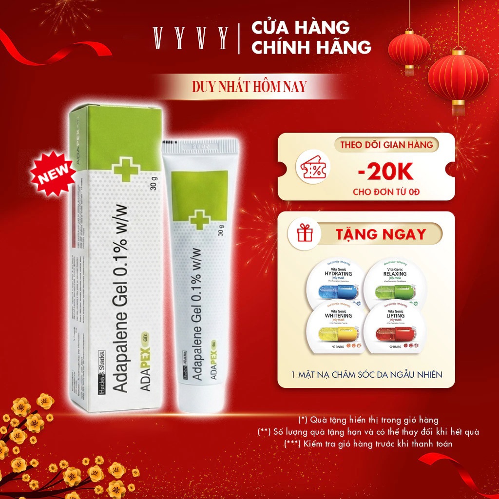 CHÍNH HÃNG Kem Chấm Mụn Adapex Bpo 0.1% Gel USP 30g Gel Giảm Mụn Bọc Thông Thoáng Lỗ Chân Lông