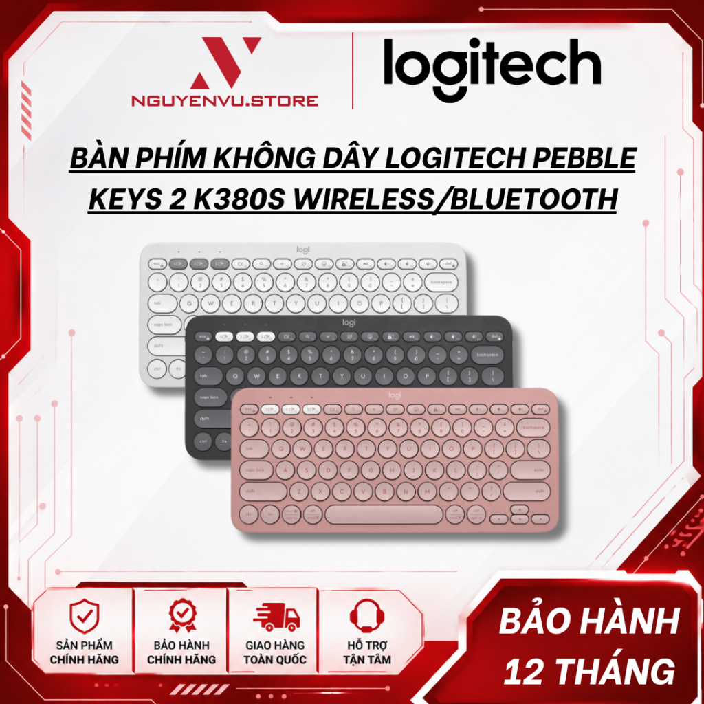 Bàn Phím văn phòng không dây Logitech PEBBLE KEYS 2 K380S ( Logitech K380S Slient Bluetooth) - Hàng 