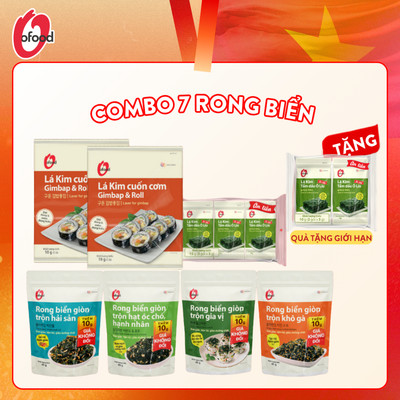 [O'Food] Combo 7 rong biển O'food ăn liền ngon miệng tặng 1 lốc 2 ô liu