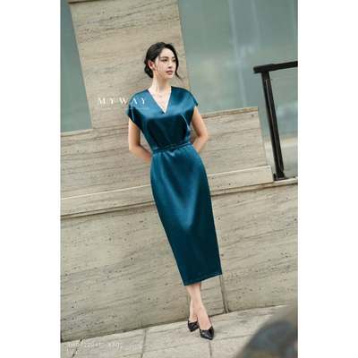 Đầm Công Sở Nữ MY WAY Dáng Bút Chì Dài Kèm Đai Cao Cấp 3MD02294T