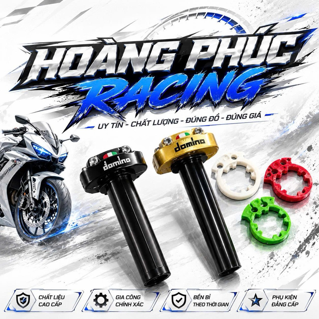 Cùm tăng tốc Domino 2 dây ga lắp thông dụng các dòng xe máy - Full phụ kiện