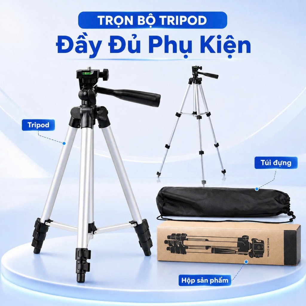 Giá Đỡ Điện Thoại Livestream, Chụp Hình - Gậy Tripod TF-3110 3 Chân Kèm Kẹp (No Remote)