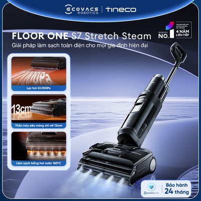 Tineco Floor One S7 Stretch Steam Máy hút bụi lau nhà hơi nước nóng | Lực hút 22000 Pa | Bảo hành 24 Tháng