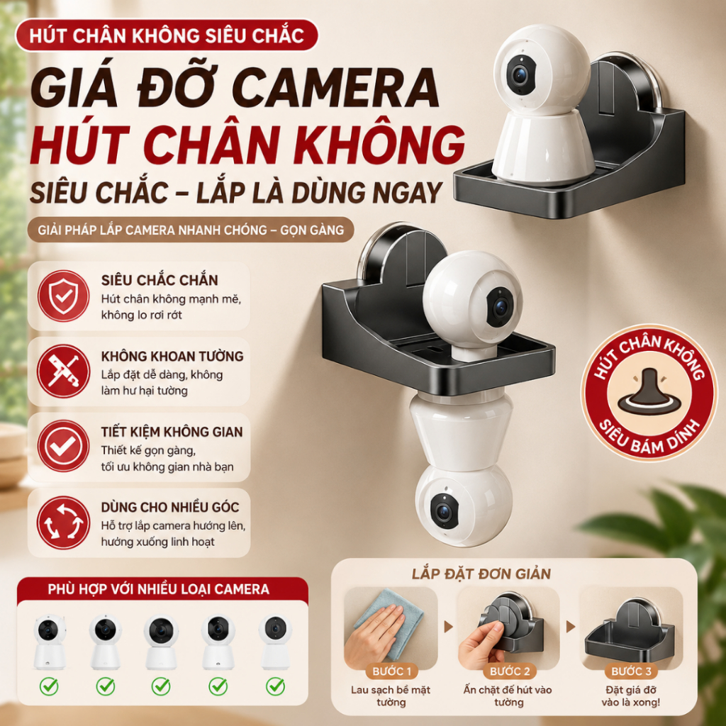 Giá Đỡ Camera Hút Chân Không Chất Liệu Nhựa ABS Giá Treo Camera Phù Hợp Nhiều Loại Camera Imou Xiaom