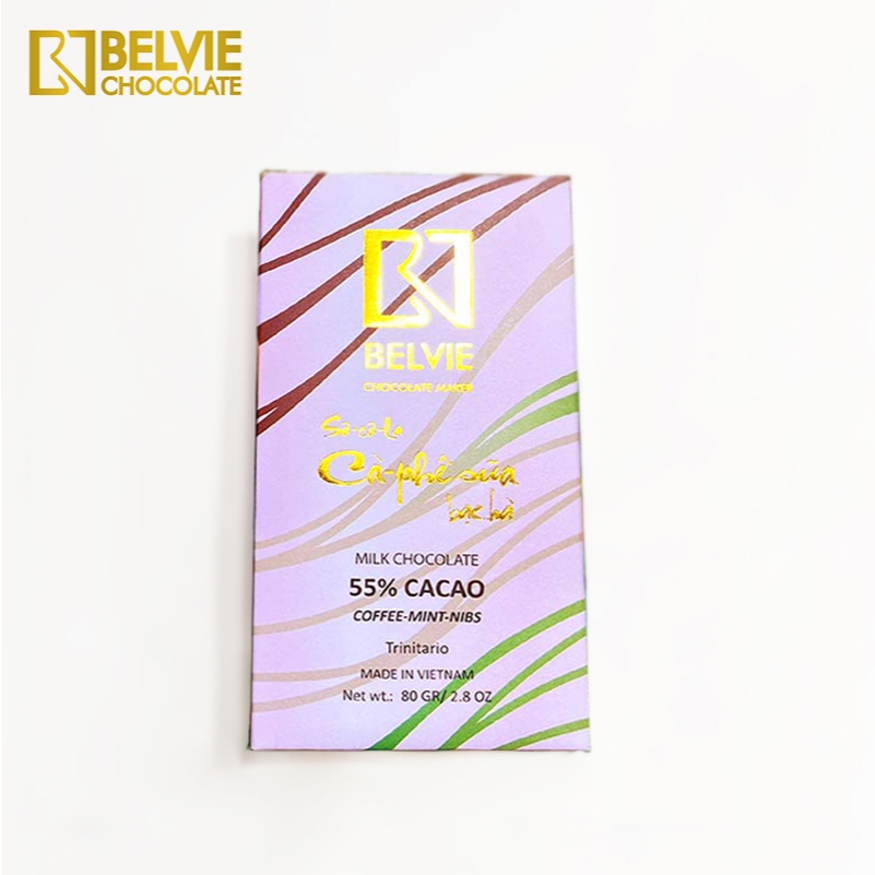 Socola sữa vị cà phê, bạc hà 55% cacao, 80g