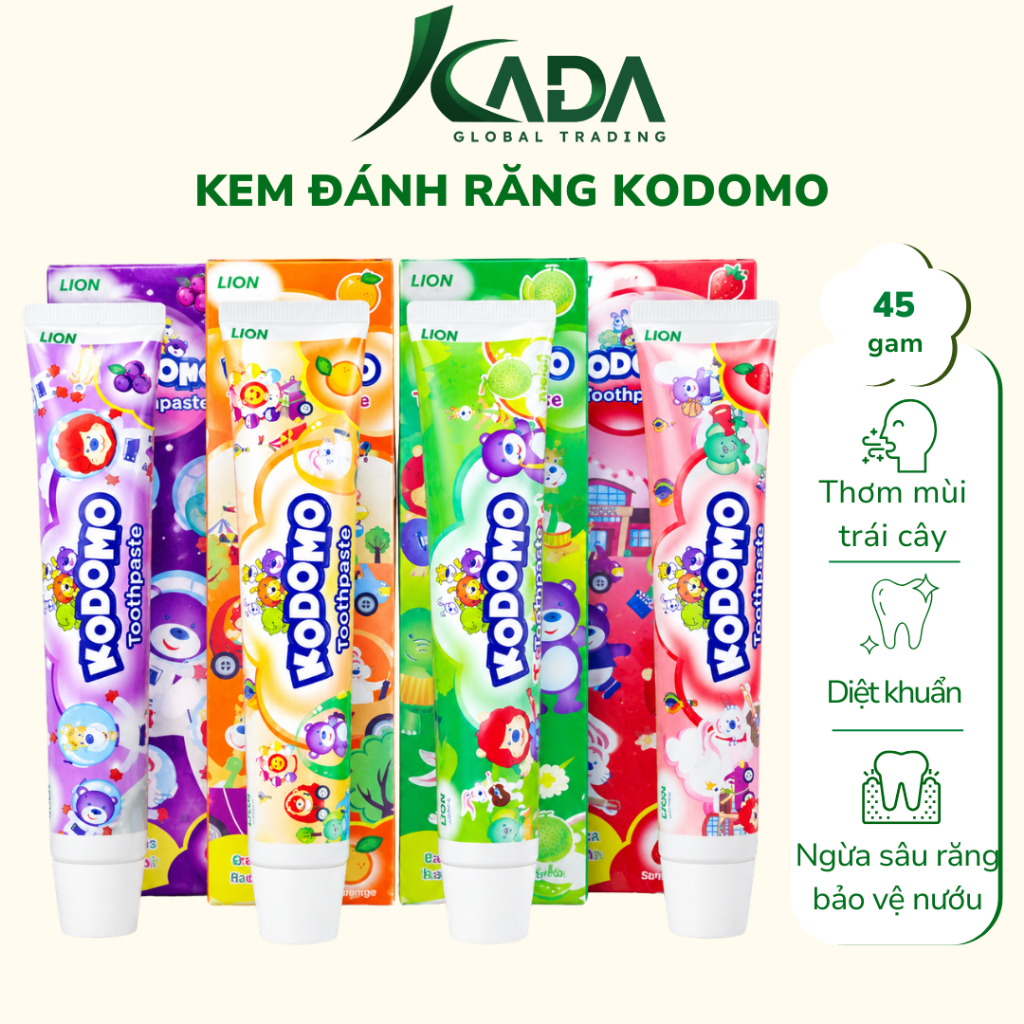 [Đủ Mùi] Kem Đánh Răng Trẻ Em Kodomo An Toàn Khi Nuốt Phải, Kem Đánh Răng Cho Bé Kodomo Thái Lan Tuý