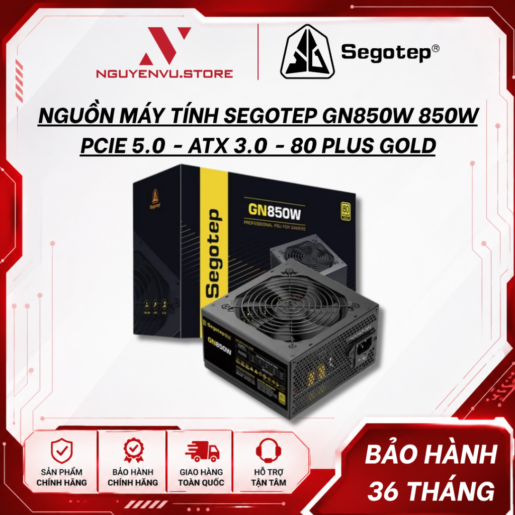 Nguồn Máy Tính Segotep GN850W 850W PCIe 5.0 - ATX 3.0 - 80 Plus Gold Non Modular - Hàng Chính Hãng