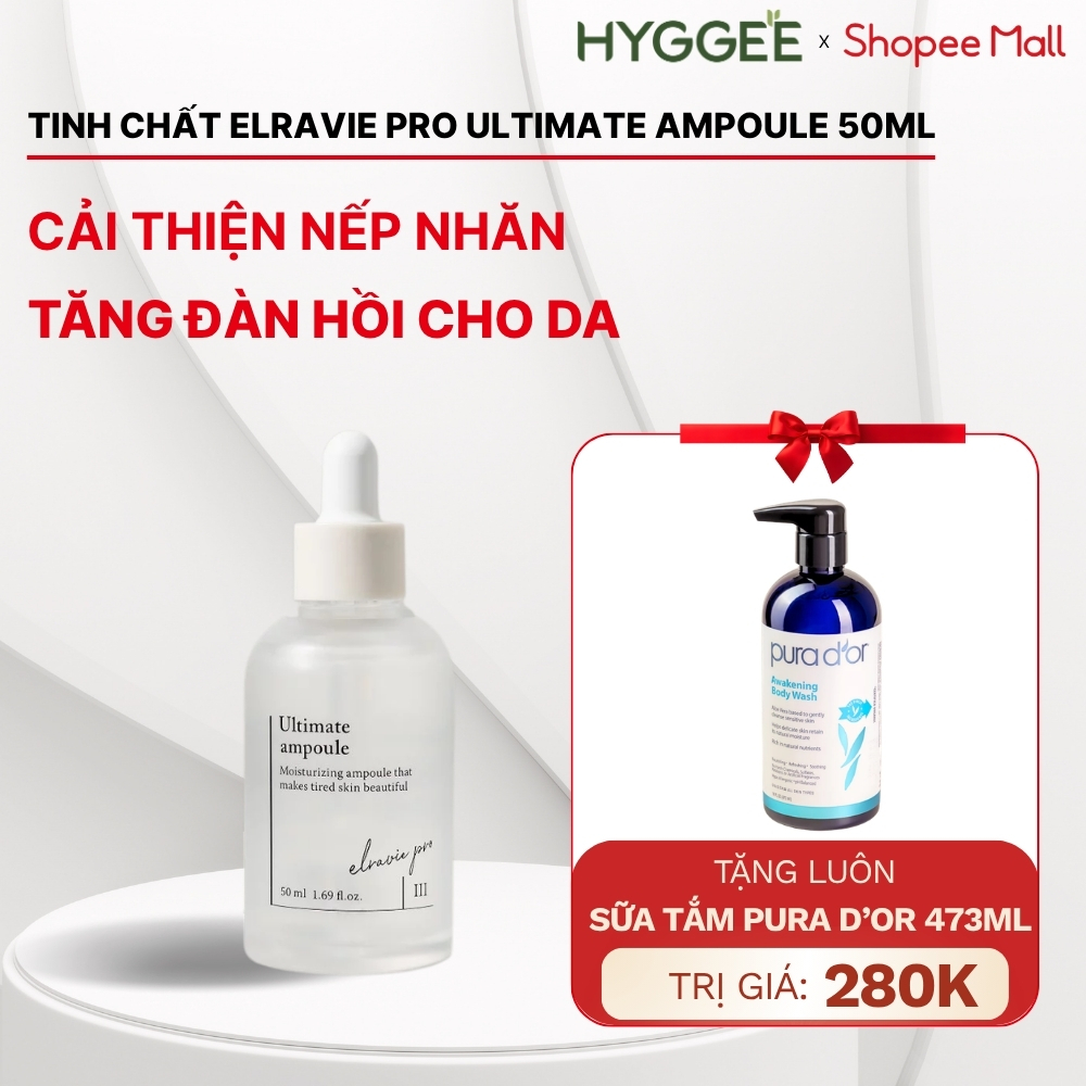 Tinh Chất Cấp Ẩm, Chống Lão Hóa Elravie Pro Ultimate Ampoule 50ml Làm Đầy Nếp Nhăn, Tăng Đàn Hồi Da