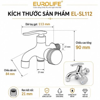 Củ Sen Tắm Lạnh Đồng Mạ Chrome Eurolife EL-SL112 (Bảo Hành 2 Năm)