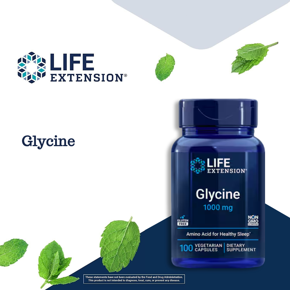 Life Extension Glycine 1000mg 100 Viên, Cân Bằng Tâm Trạng, Giảm Căng Thẳng