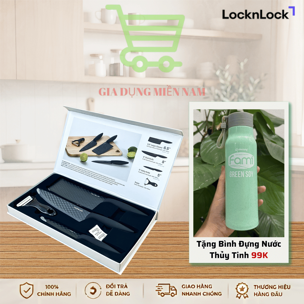 Bộ dao 4 món chống dính LocknLock CKK104S4 - Hàng Chính Hãng