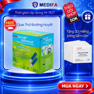 Hộp 25 Que thử đường huyết ACON On Call Advanced hộp 25 test rời, Chính hãng, đủ niêm phong, nhãn phụ