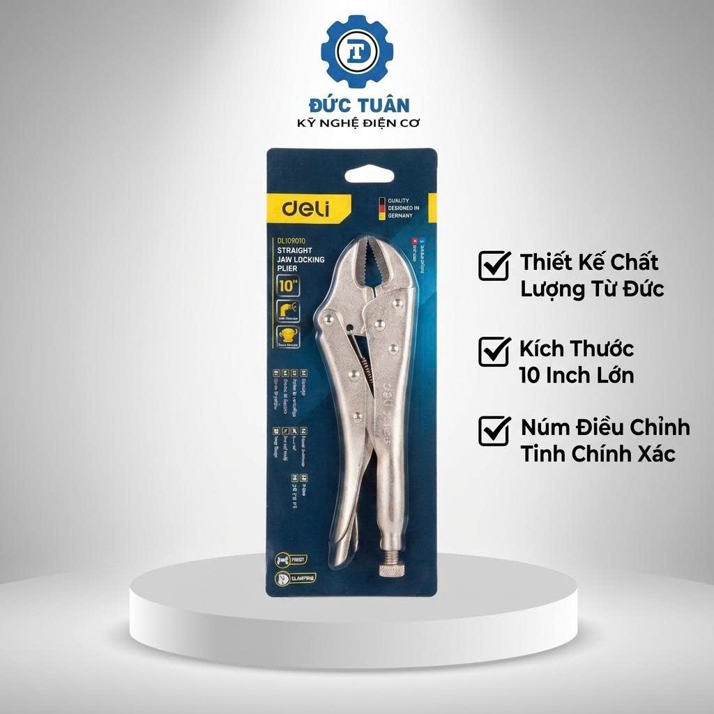 Kìm Bấm Chết Cáp Thẳng Deli DL10R010 10 Inch - Thiết Kế Đức Siêu Bền, Núm Điều Chỉnh Tinh Chính Xác