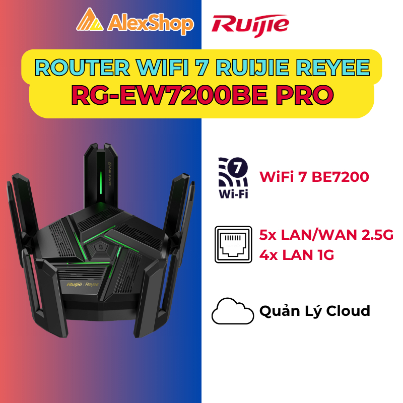 [BE7200] Ruijie RG-EW7200BE PRO | Phát Wifi 7 Quản Lí Cloud, Cổng 2.5G