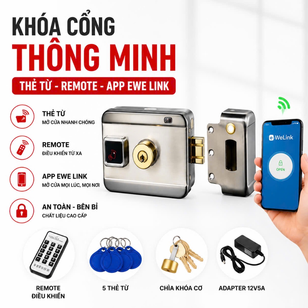Khóa điện tử Smart Rim RFID - APP Ewelink