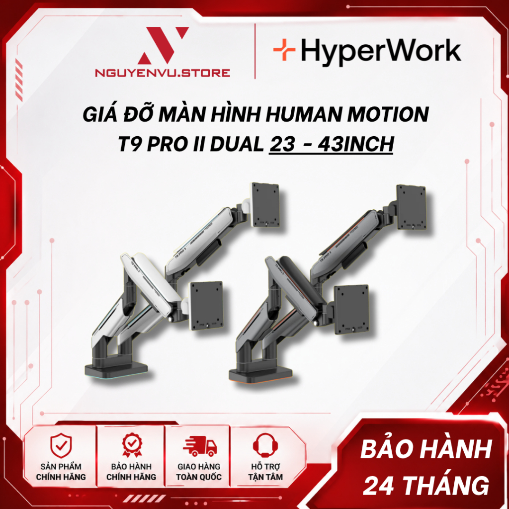 Giá đỡ màn hình Human Motion T9 Pro II Dual - Hàng Chính Hãng