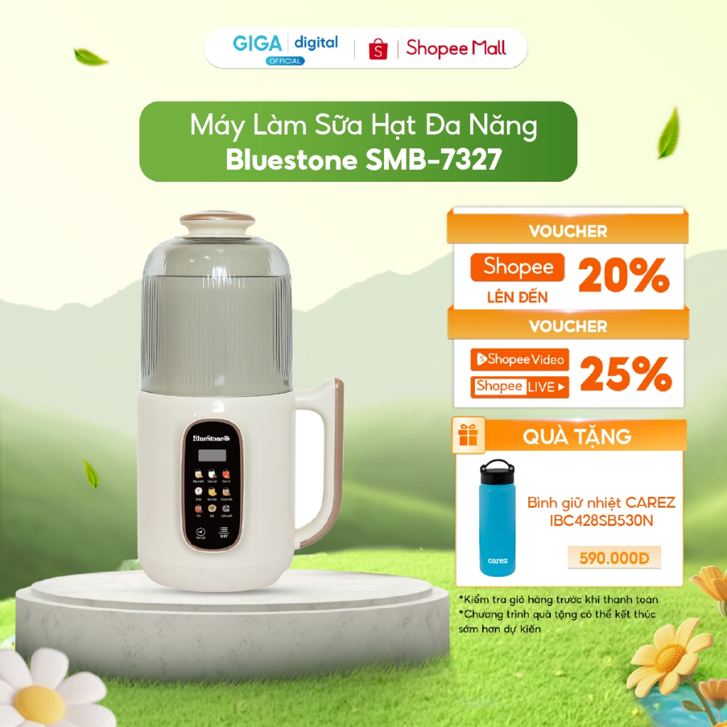 [ƯU ĐÃI QUÀ TẶNG] Máy làm sữa hạt đa năng BlueStone SMB-7327 1L 800W - 9 chương trình xay nấu - Tự l