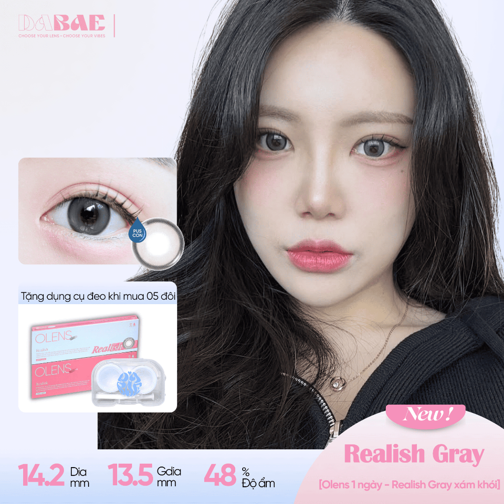 Lens 1 ngày Realish Brown/Gray giãn tròng chính hãng OLENS