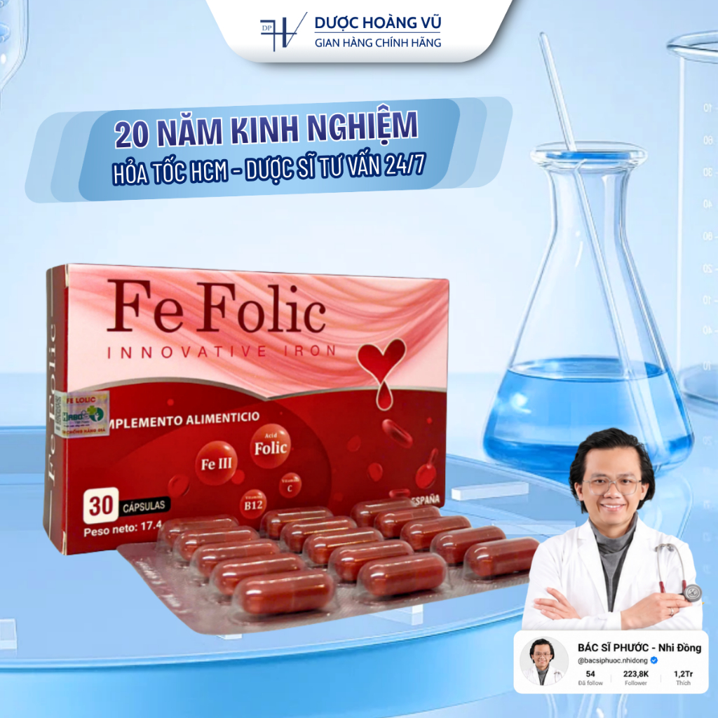[CÔNG NGHỆ SẮT LYPOSOME ] Viên Sắt Hữu Cơ Fe Folic Bổ Máu Giảm Thiếu Máu Cho Người Thiếu Máu