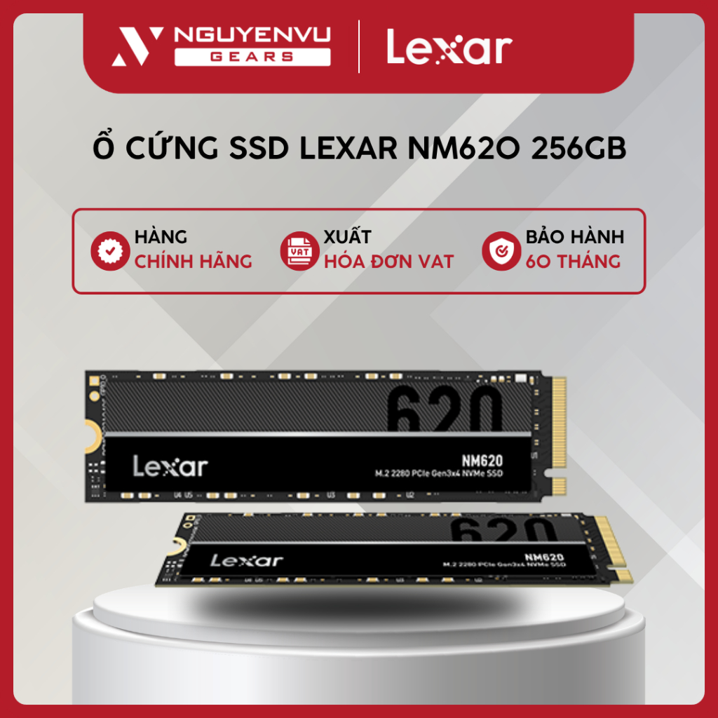 [Full VAT] Ổ cứng SSD Lexar NM620 256GB M.2 2280 PCIe Gen3×4 NVMe (LNM620X256G-RNNNG) - BH 60 THÁNG