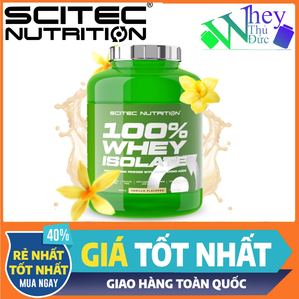 Scitec Nutrition 100% Whey Isolate 1816g vị Dâu - Whey Isolate Tinh Khiết Cho Người Tập Gym