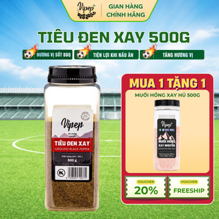 Tiêu đen xay tự nhiên vipep hũ nhựa 500g - gia vị vipep