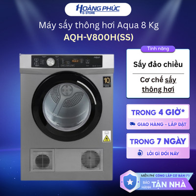 AQH-V800H(SS) | Máy Sấy Thông Hơi Aqua 8 Kg AQH-V800H(SS) {Toàn Quốc}
