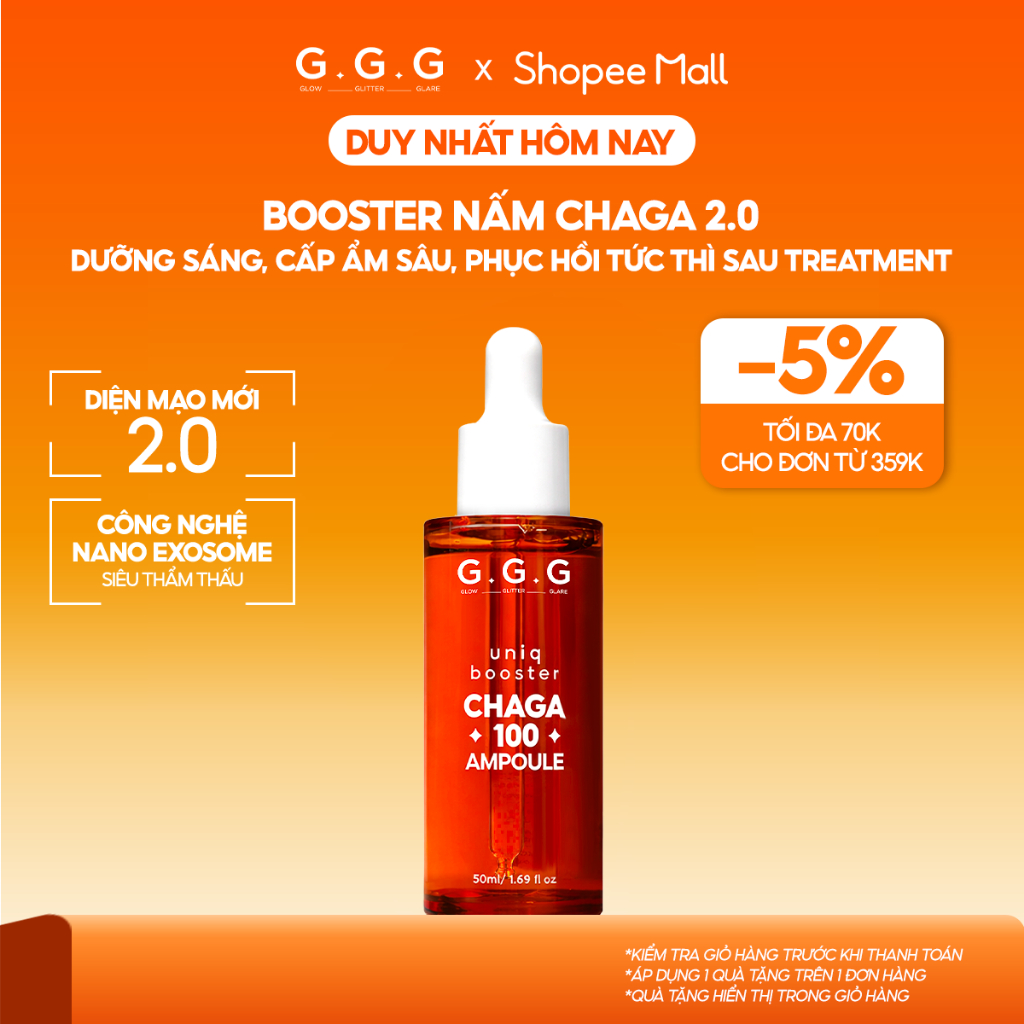 [Chỉ còn 1 SPD KOL] Tinh Chất Booster Nấm Chaga 2.0 GGG - Cấp Ẩm, Làm Dịu, Kháng Viêm, Phục Hồi Chuy