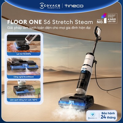 Tineco Floor One S6 Stretch Steam Máy hút bụi lau sàn khô ướt | Lực hút 18000Pa | Tineco BoostSteam 160℃