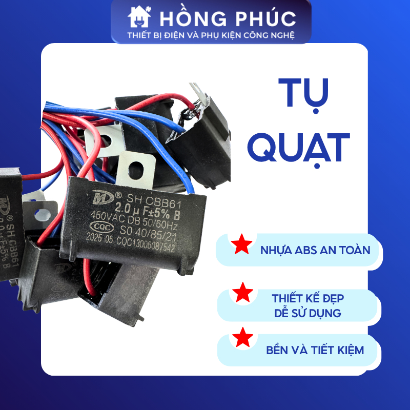 Tụ quạt 450V AC 2uF Tụ Khởi động quạt Loại Tốt