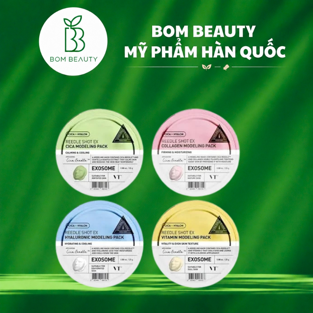 Mặt Nạ Dẻo Sáng Da, Dịu Da VT Cosmetics Reedle Shot EX Collagen, Cica, Vitamin, Hyaluronic Modeling Pack 25g