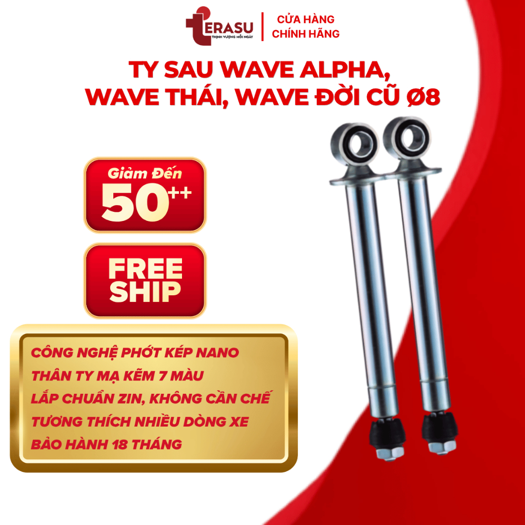 Ty Giảm Xóc Sau Wave Thái, Ty Sau Wave Alpha Đời Cũ Phi 8 Ly Phớt Kép Nano Ikada (BH 18 Tháng)