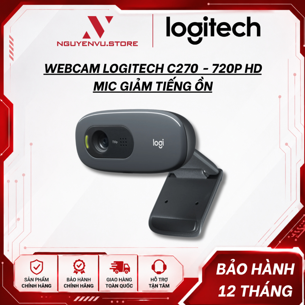 Webcam Logitech HD C270 - Hàng Chính Hãng