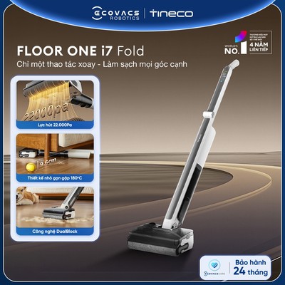 Tineco FLOOR ONE i7 Fold Máy hút bụi lau sàn khô ướt | Lực hút 22.000Pa | Thời gian sử dụng đến 50 phút | BH 24 Tháng