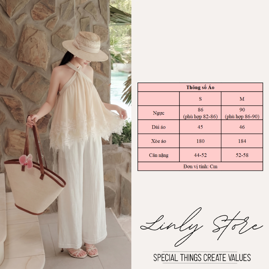 Áo cổ yếm phối ren bèo nhún, Áo nữ vải tơ xốp tiểu thư sang chảnh Linly Store A-CY10 | BigBuy360 - bigbuy360.vn