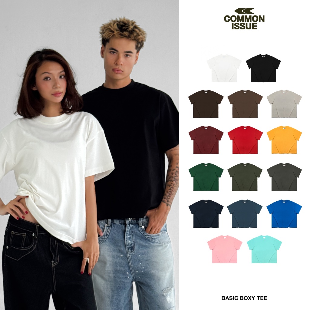 Áo Thun Trơn Basic Form Boxy Chất Vải Premium Cotton 16 Màu Cổ Tròn Dày Dặn…