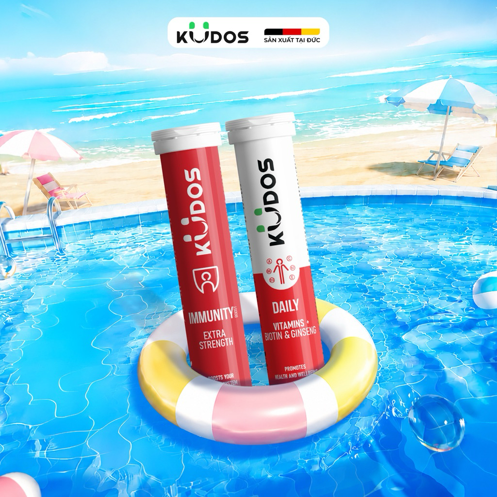 Combo 2 TPBVSK Viên sủi KUDOS IMMUNITY + Viên sủi KUDOS DAILY bổ sung vitamin tổng hợp và nhân sâm (