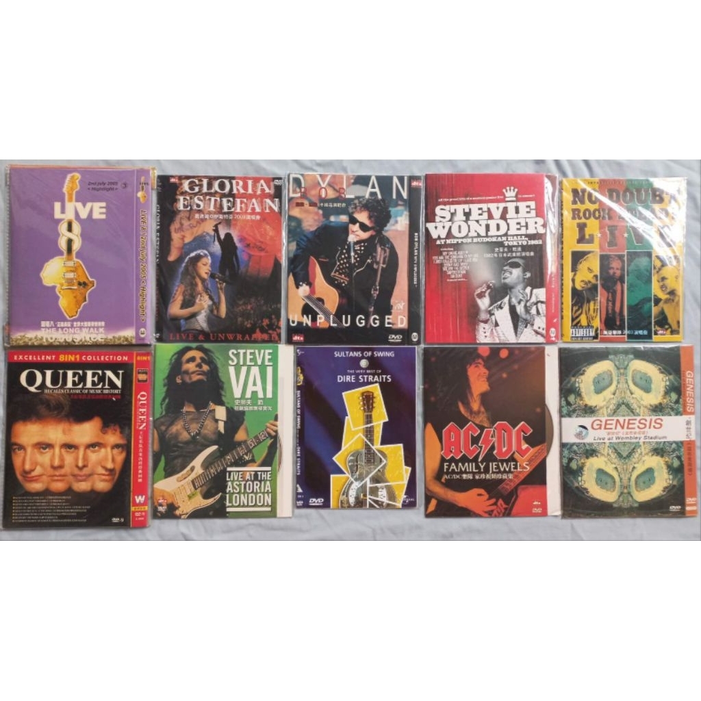 Combo 10 đĩa DVD nhạc quốc tế  (đã qua sử dụng) như hình. Đĩa đẹp như mới, đã test coi hình ảnh và â