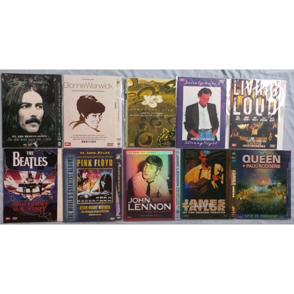 Combo 10 đĩa DVD nhạc quốc tế  (đã qua sử dụng) như hình. Đĩa đẹp như mới, đã test coi hình ảnh và â