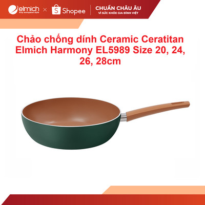 Chảo chống dính Ceramic Ceratitan Elmich Harmony EL5989/5992PT Size 20, 24, 26, 28cm