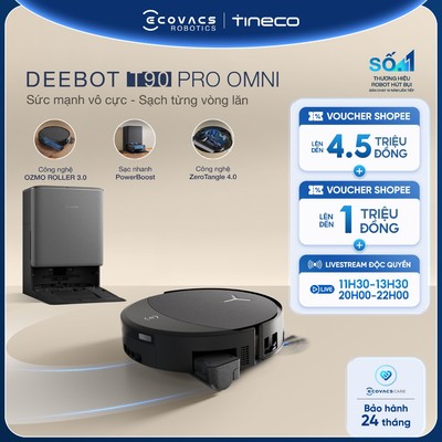 Ecovacs T90 PRO OMNI Robot hút bụi | Lực hút 30.000 Pa | AI Stain Detection 2.0 | ZeroTangle 4.0 | Chính hãng